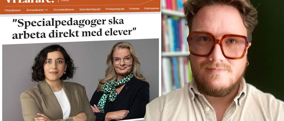 Ett porträtt av Oscar Björk och en bild av den tidigare artikeln från Simona Mohamsson och Lotta Edholm