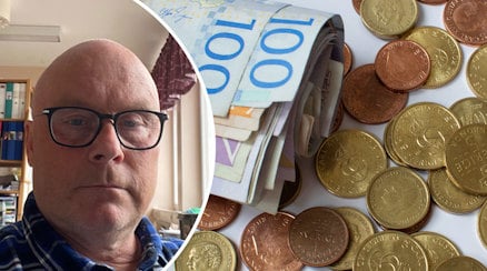 Patric Näsström, ordförande i Sveriges Lärare, Sorsele, och en bild på svenska pengar.
